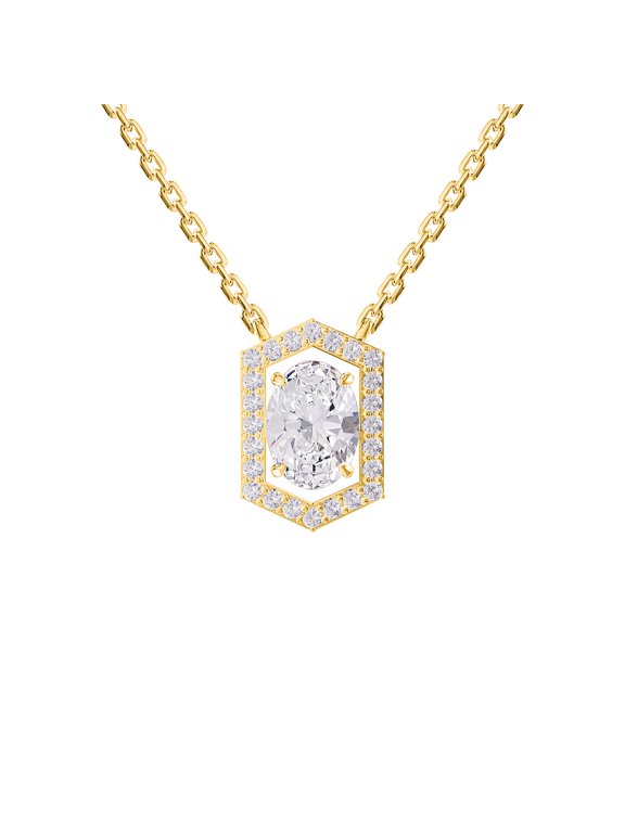 18K White Gold Over Silver 2 Ct Multi-shape Lab Grown Diamond Octagon Pendant Necklace