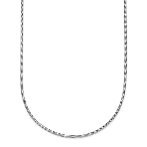 Diamond2Deal 18K White Gold Rhodium-Plated Polished 1.2mm Solid Snake Chain Necklace for Women 24"