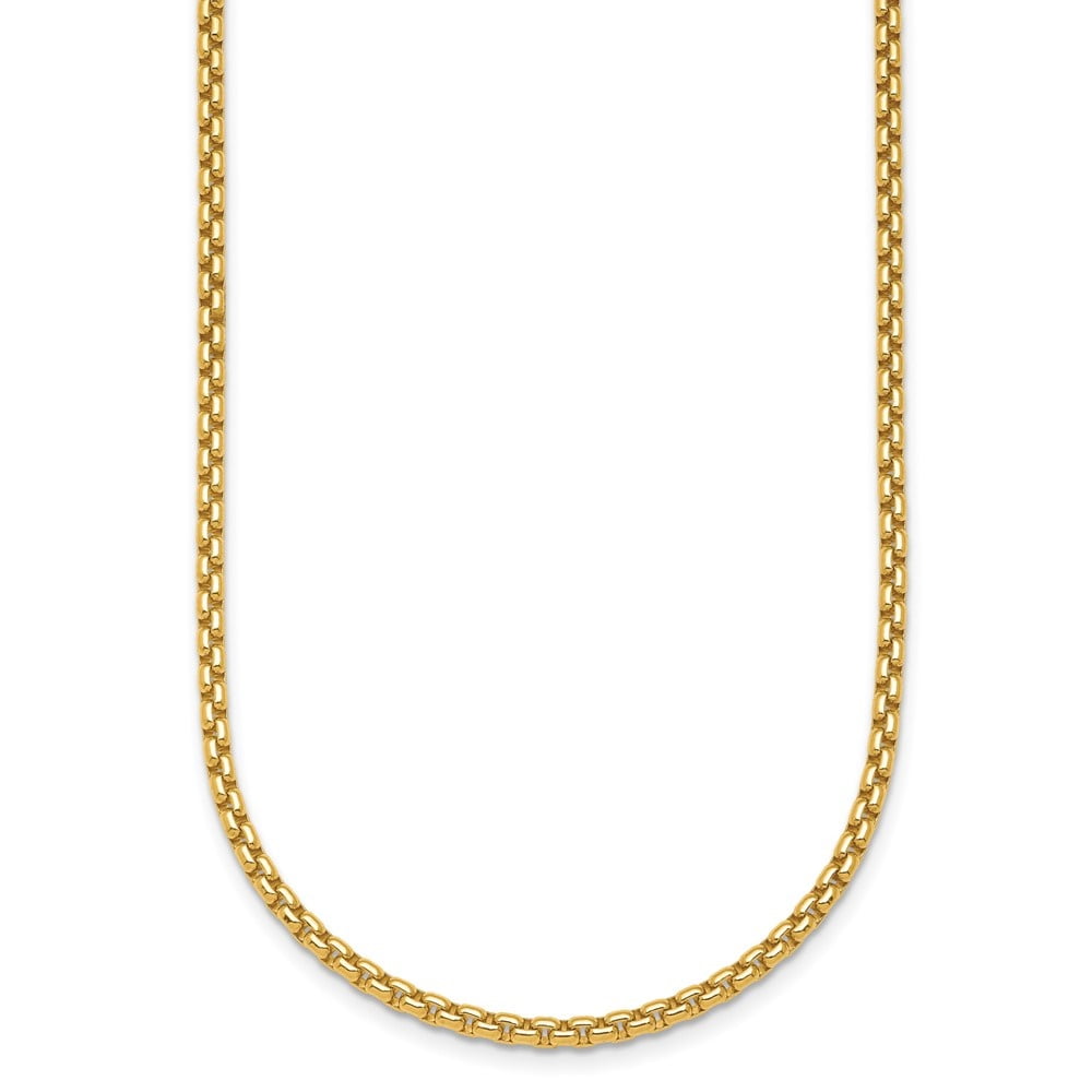 Diamond2Deal 18K Yellow Gold Polished 2.7mm Solid Round Box Chain Necklace for Women 20"