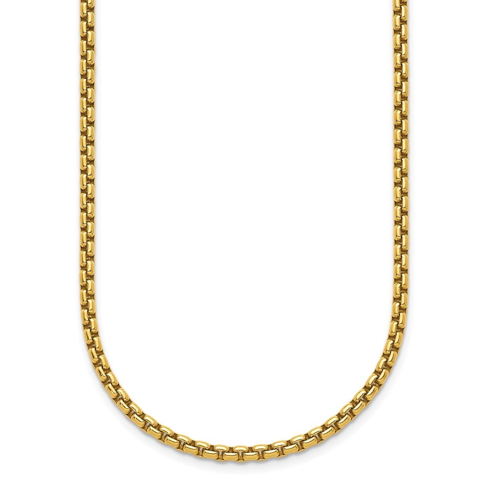 Diamond2Deal 18K Yellow Gold Polished 3.2mm Solid Round Box Chain Necklace for Women 18"