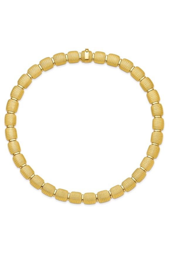 18K Yellow Gold Semi-solid Textured Omega Style Necklace for Women 18"