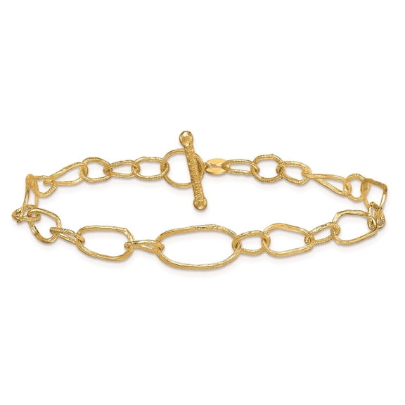 Diamond2Deal 18K Yellow Gold Textured Fancy Link Bracelet for Women 7.5"