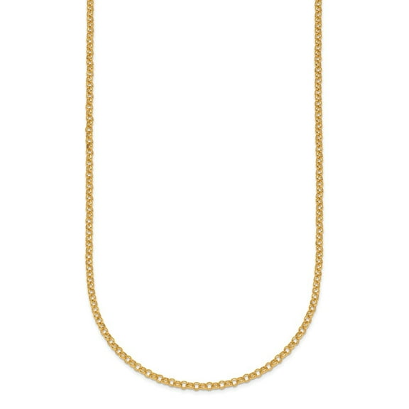 Diamond2Deal 22K Yellow Gold Polished and Satin 2.1mm Solid Rolo Chain Necklace for Women 16"