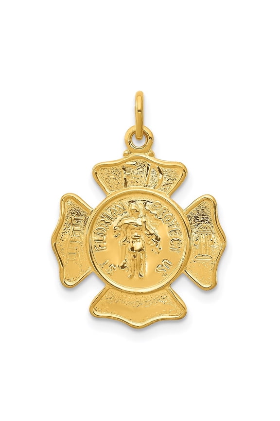24k Gold-plated 925 Sterling Silver Saint Florian Fireman's Badge Pendant for Women