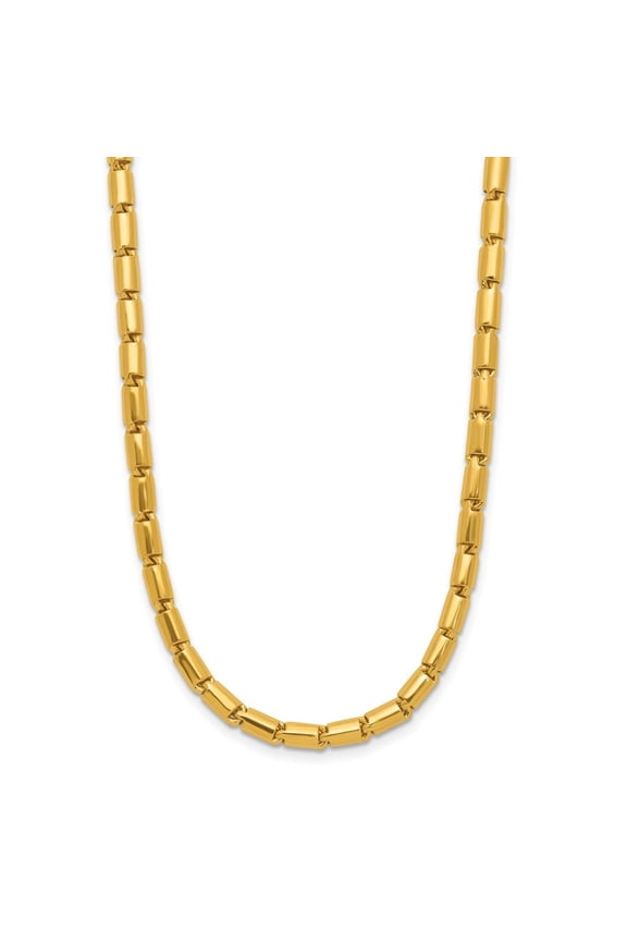 24k Yellow Gold Polished 3.2mm Solid Round Barrel Chain18"