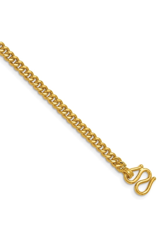 24k Yellow Gold Polished 4.0mm Solid Curb Chain Necklace for Women 18"