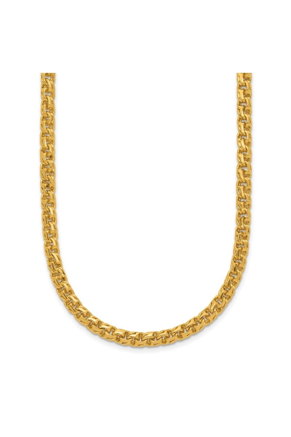 24k Yellow Gold Polished 4.4mm Solid Double Interlocking Curb Chain Necklace for Women 24"