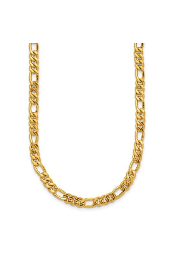 24k Yellow Gold Polished 4.8mm Solid Figaro Chain Necklace for Women 20"