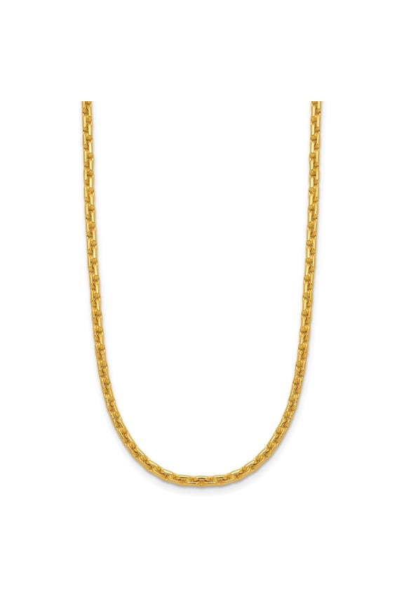 24k Yellow Gold Polished and Diamond-Cut 2.5mm Solid Cable Chain Necklace for Women 24"