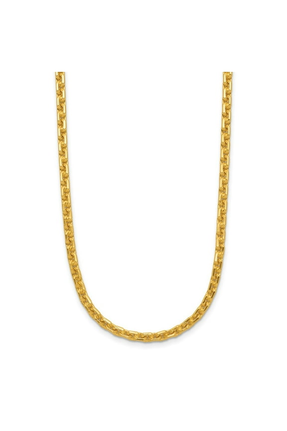 24k Yellow Gold Polished and Diamond-Cut 3.5mm Solid Cable Chain Necklace for Women 18"