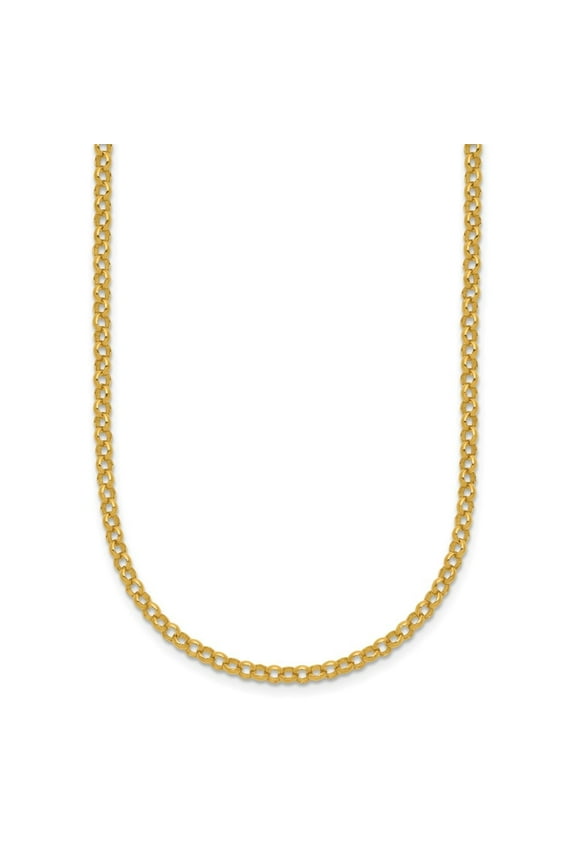 24k Yellow Gold Polished and Satin 3.0mm Solid Rolo Chain Necklace for Women 24"