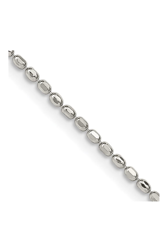 925 Sterling Silver 1.5mm Fancy Beaded Chain Necklace for Women 18"