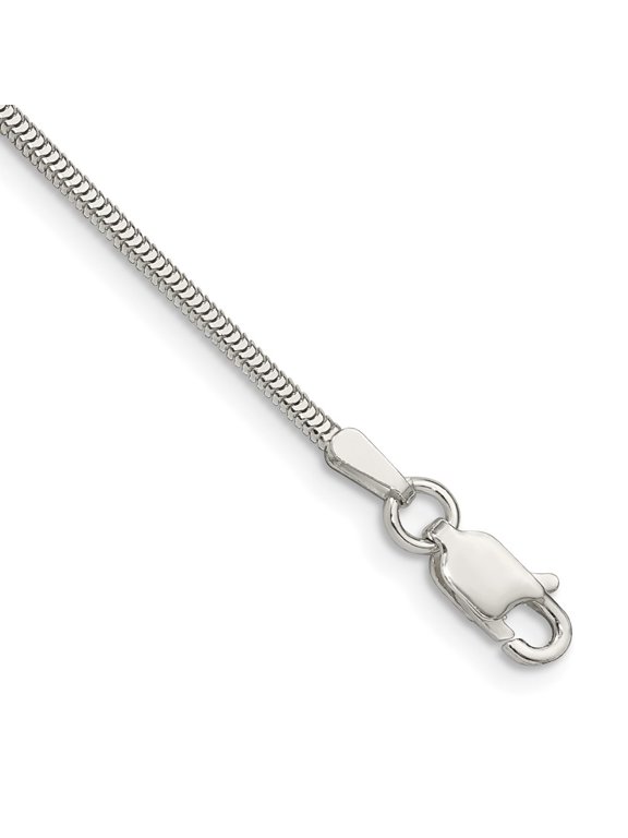 925 Sterling Silver 1.5mm Diamond-Cut Flat Snake Chain Bracelet for Women 8"