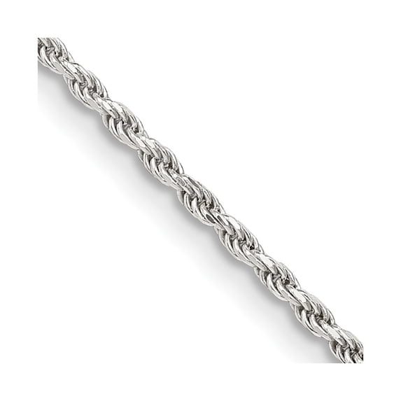 Diamond2Deal 925 Sterling Silver 1.7 mm Diamond-cut Rope Chain Necklace for Women 16"