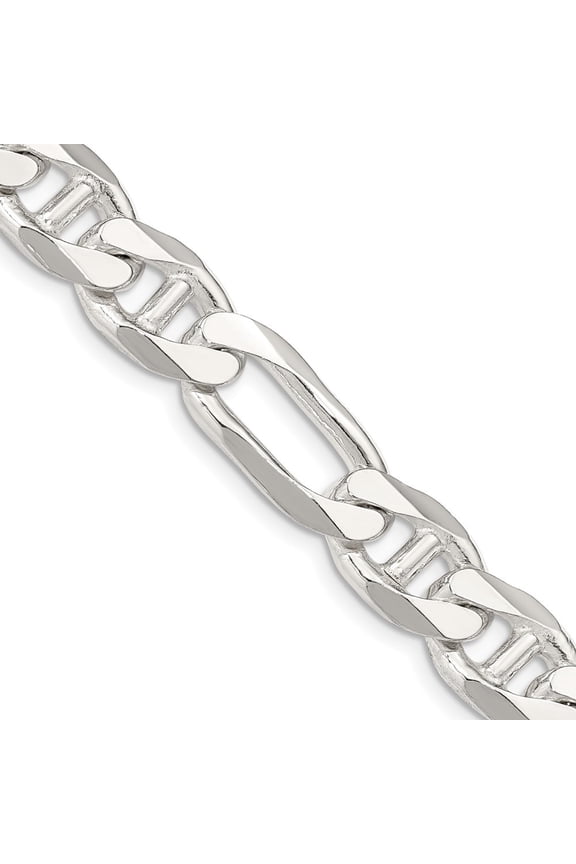 925 Sterling Silver 10.65 mm Figaro Anchor Chain Necklace for Mens 24"