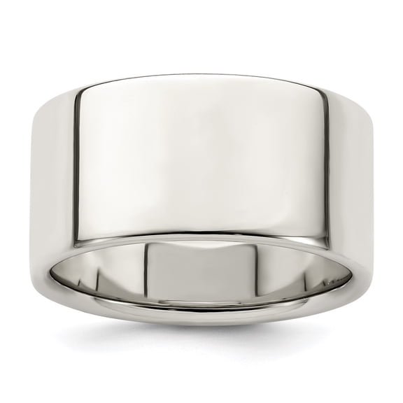 Diamond2Deal 925 Sterling Silver 10mm Lightweight Flat Size 12 Band for Men