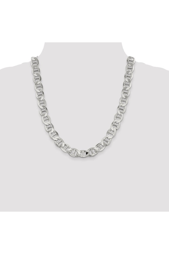 Diamond2Deal 925 Sterling Silver 12.3mm Flat Anchor Chain Necklace for Men 20"