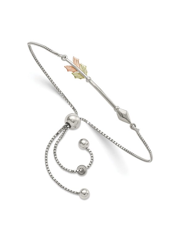 Diamond2Deal 925 Sterling Silver 12K Gold Accents Arrow Adjustable Box Chain Bracelet for Women