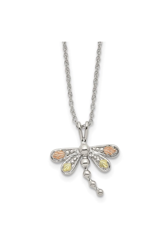 Diamond2Deal 925 Sterling Silver 12K Gold Accents DragonflySpring Ring Clasp Necklace for Women 18"