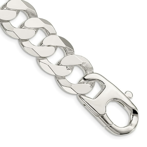 Diamond2Deal 925 Sterling Silver 16mm Flat Curb Chain Bracelet for Men 9"