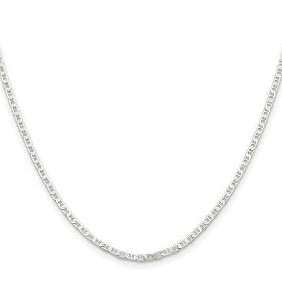 Diamond2Deal 925 Sterling Silver 2.1mm Flat Anchor Chain Necklace for Women 24"