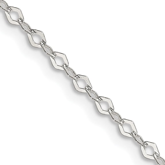 Diamond2Deal 925 Sterling Silver 2.25mm Fancy Navette Link Chain Rolo Chain Necklace for Women 18"