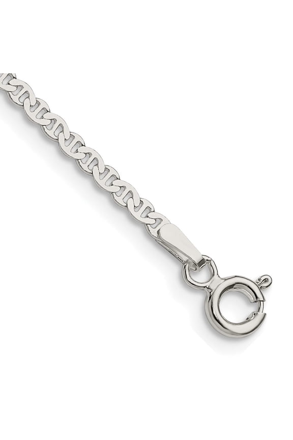 925 Sterling Silver 2.25mm Flat Anchor Chain Anklet for Women