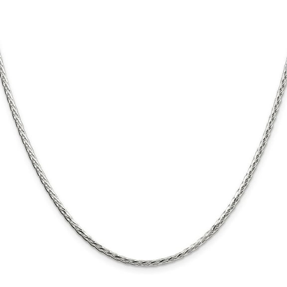 Diamond2Deal 925 Sterling Silver 2.5mm Diamond-Cut Square Spiga Chain Necklace for Women 16"