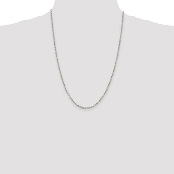 Diamond2Deal 925 Sterling Silver 2.6mm Diamond-Cut Cable Chain Necklace for Women 20"