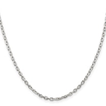 Diamond2Deal 925 Sterling Silver 2.75mm Beveled Oval Cable Chain Necklace for Women 16"