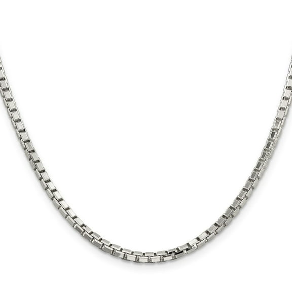 Diamond2Deal 925 Sterling Silver 2.9mm 8 Sided Diamond-Cut Box Chain Necklace for Women 18"