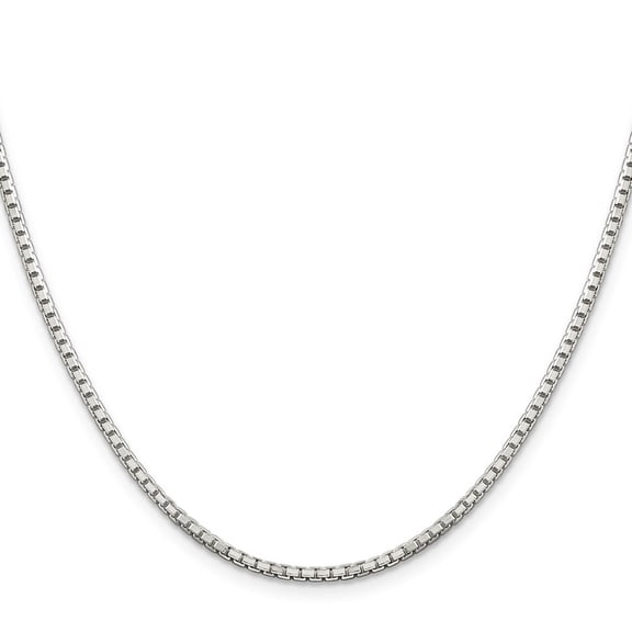 Diamond2Deal 925 Sterling Silver 2mm 8 Sided Diamond-Cut Box Chain Necklace for Women 30"