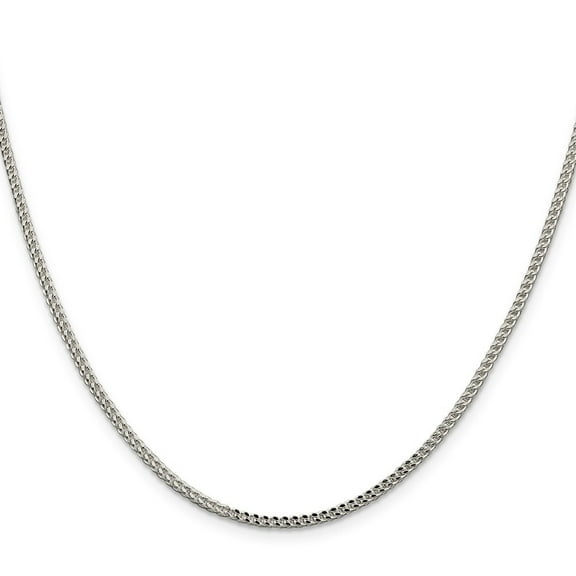 Diamond2Deal 925 Sterling Silver 2mm Diamond-Cut Square Franco Chain Necklace for Women 18"