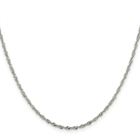 Diamond2Deal 925 Sterling Silver 2mm Singapore Chain Necklace for Women 14"