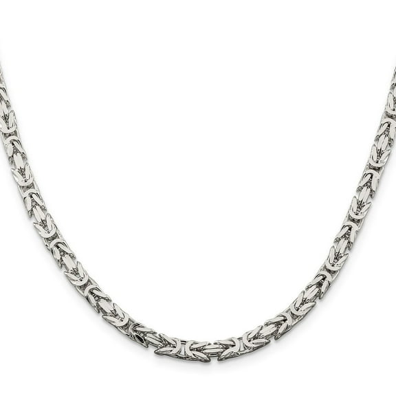 Diamond2Deal 925 Sterling Silver 4.25mm Byzantine Chain Necklace for Women 18"