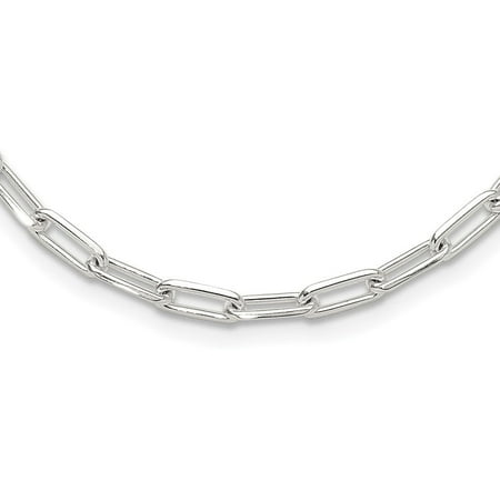 Diamond2Deal 925 Sterling Silver 4.2mm Paperclip Chain Link with 2" ext. Necklace for Women 20"