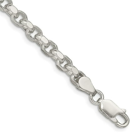 925 Sterling Silver 4mm Diamond-Cut Rolo Chain Bracelet for Women 7"