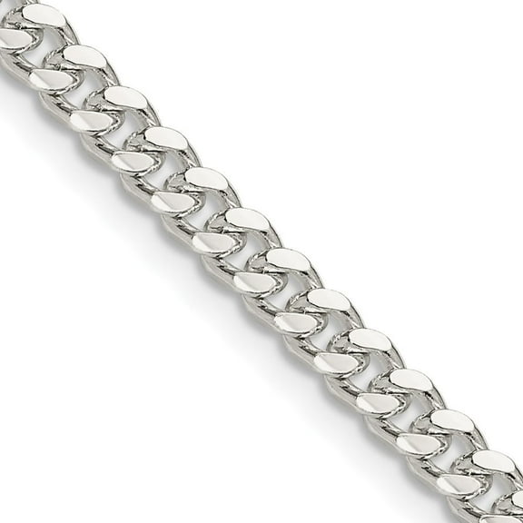 Diamond2Deal 925 Sterling Silver 4mm Domed with Side Diamond-Cut Curb Chain Necklace for Women 18"