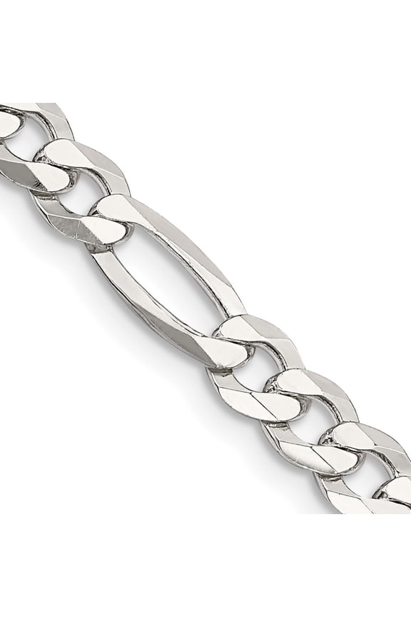 Diamond2Deal 925 Sterling Silver 5.5mm Lightweight Flat Figaro Chain Necklace for Men 16"