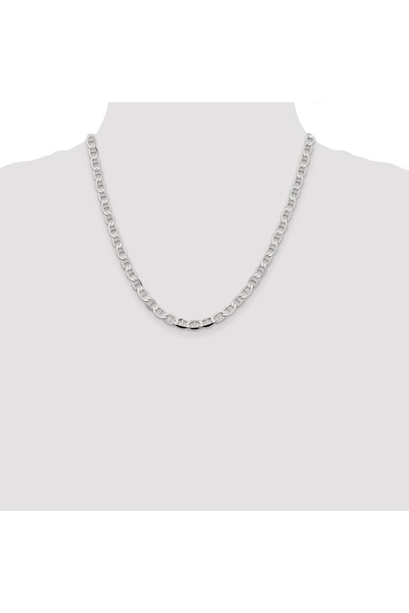Diamond2Deal 925 Sterling Silver 5.7mm Flat Anchor Chain Necklace for Men 20"
