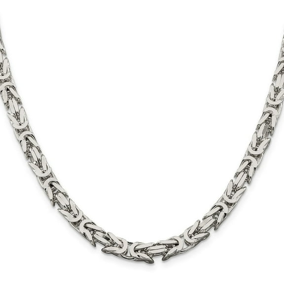 Diamond2Deal 925 Sterling Silver 6mm Byzantine Chain Necklace for Men 28"