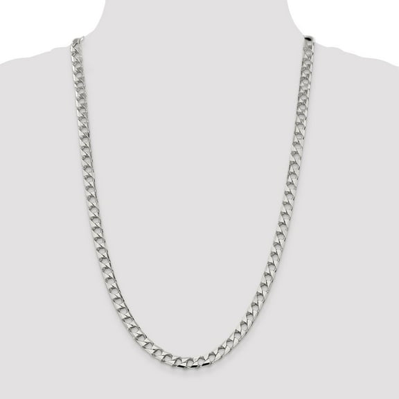 Diamond2Deal 925 Sterling Silver 7.2mm Diamond-Cut Square Curb Chain Necklace for Men 20"