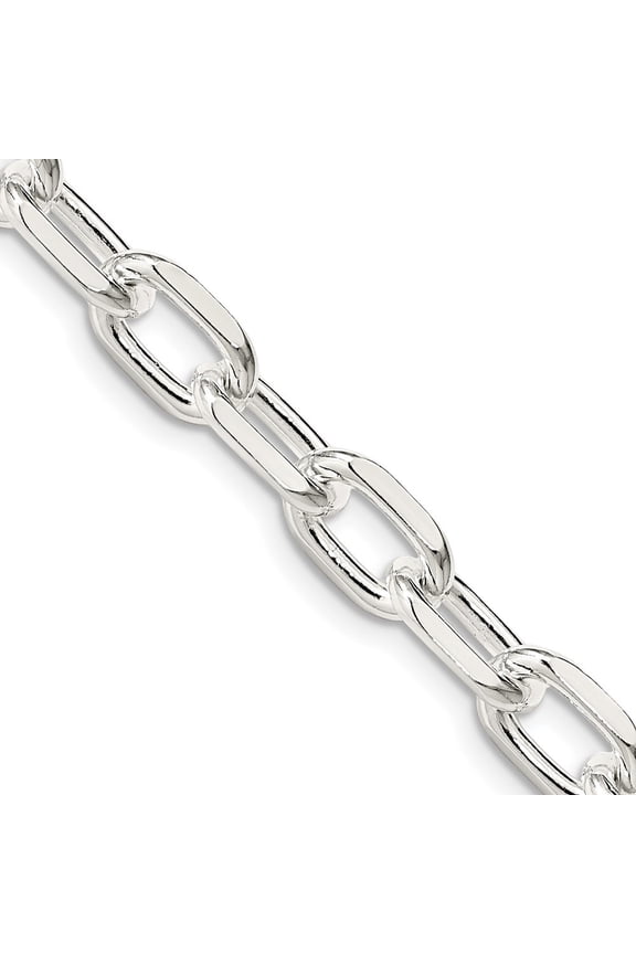 925 Sterling Silver 7.5mm Diamond-cut Long Link Cable Chain Necklace 18inch for Women