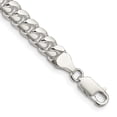 thumbnail image 1 of Diamond2Deal 925 Sterling Silver 7mm Domed with Side Diamond-Cut Curb Chain Bracelet for Men 8", 1 of 6
