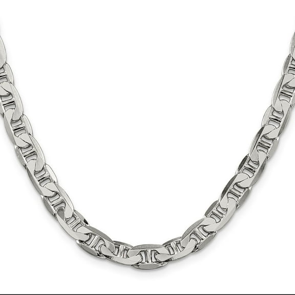 Diamond2Deal 925 Sterling Silver 7mm Flat Anchor Chain Necklace for Men 26"