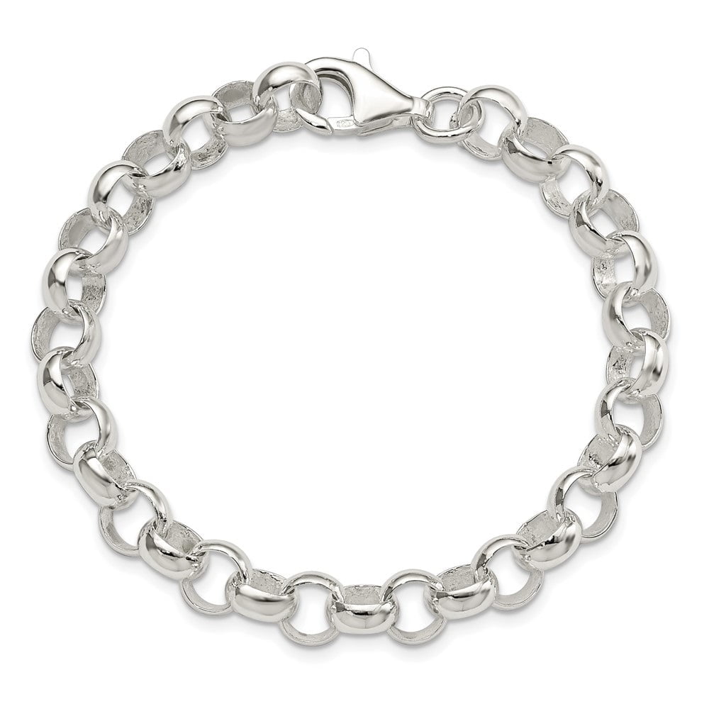 Diamond2Deal 925 Sterling Silver 8.00mm Belcher Light Rolo Chain Bracelet for Men 7.5"