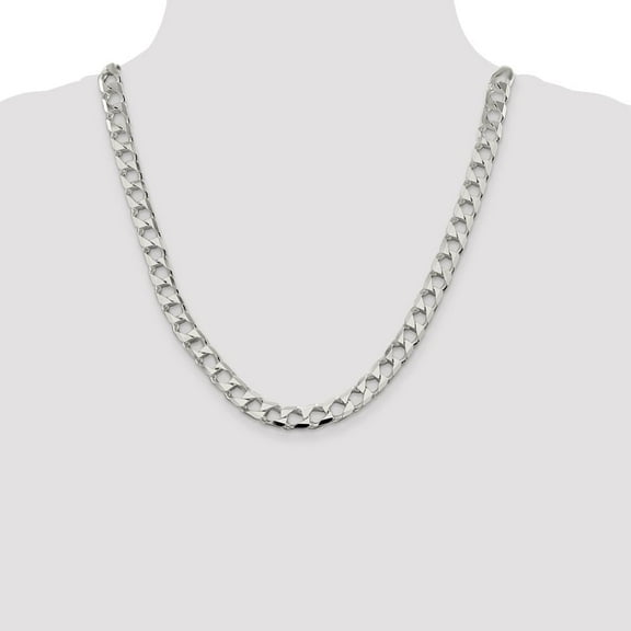 Diamond2Deal 925 Sterling Silver 8.6mm Diamond-Cut Square Curb Chain Necklace for Men 20"