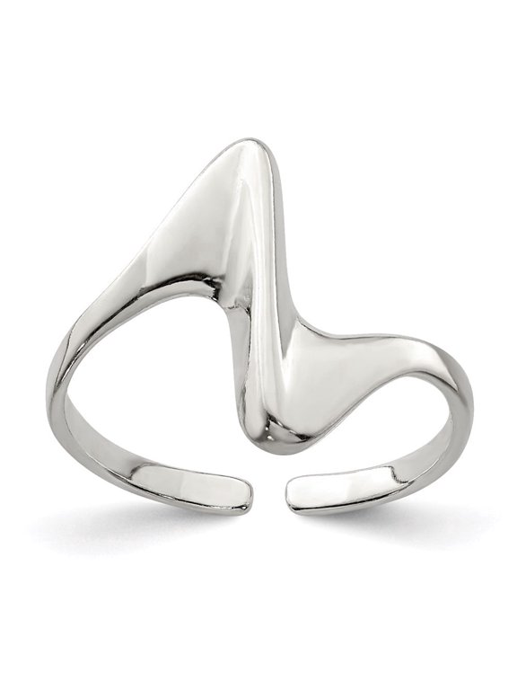 925 Sterling Silver Adjustable Polished Adjustable Toe Ring for Women
