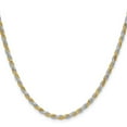 thumbnail image 1 of Diamond2Deal 925 Sterling Silver And Yellow Vermeil 2.5mm Diamond-Cut Rope Chain Necklace for Women 16", 1 of 6