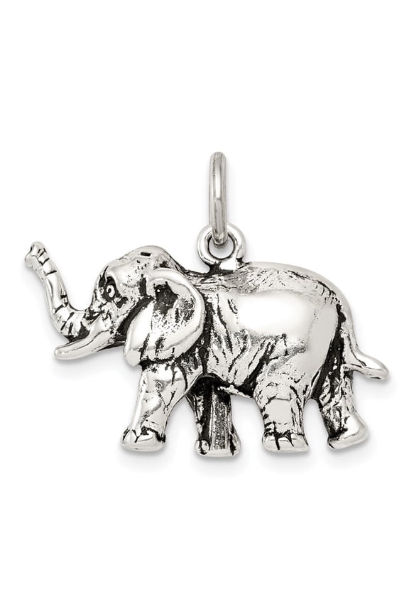 925 Sterling Silver Antiqued Elephant Charm Pendant for Men